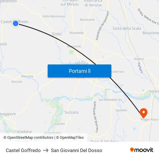 Castel Goffredo to San Giovanni Del Dosso map