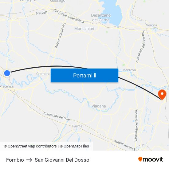 Fombio to San Giovanni Del Dosso map