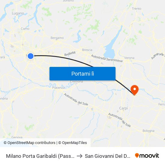 Milano Porta Garibaldi (Passante) to San Giovanni Del Dosso map