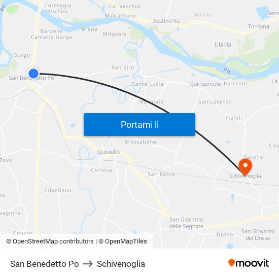 San Benedetto Po to Schivenoglia map