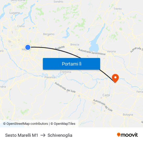 Sesto Marelli M1 to Schivenoglia map