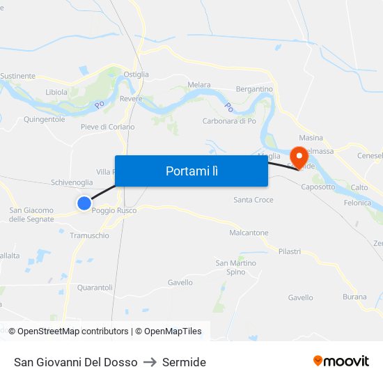 San Giovanni Del Dosso to Sermide map