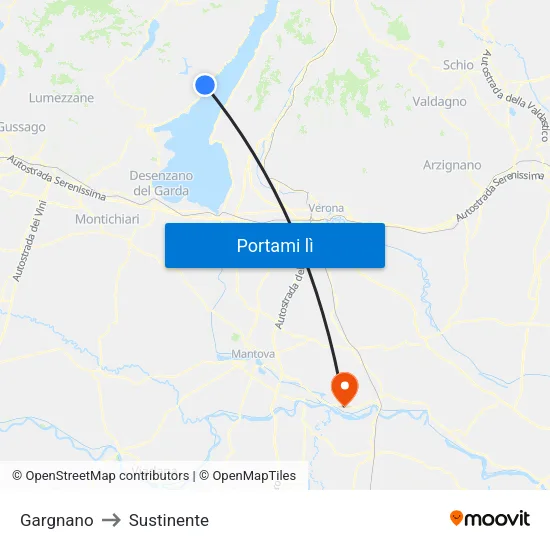 Gargnano to Sustinente map