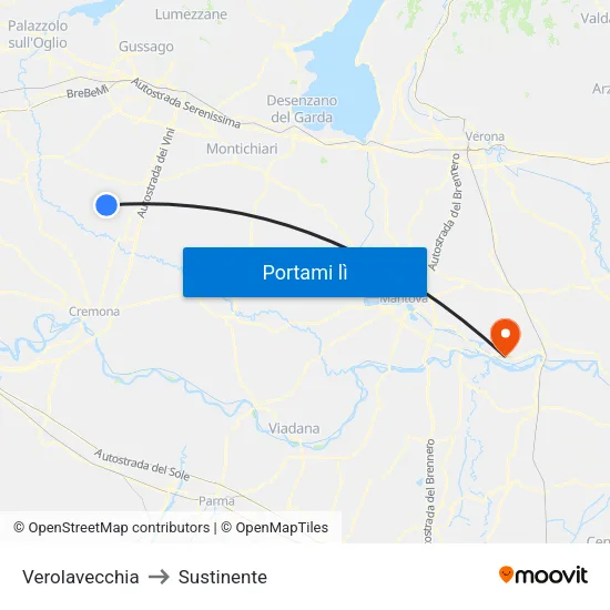 Verolavecchia to Sustinente map