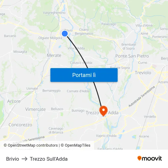 Brivio to Trezzo Sull'Adda map