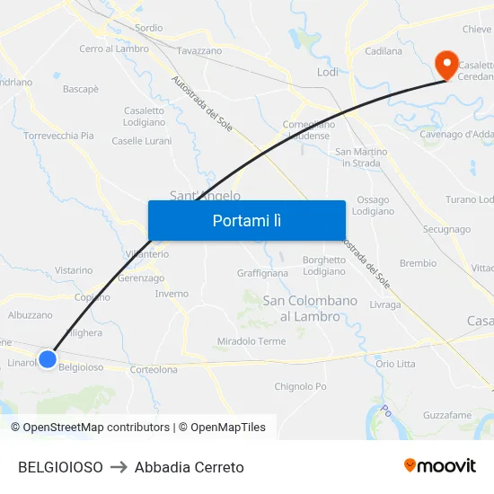 BELGIOIOSO to Abbadia Cerreto map