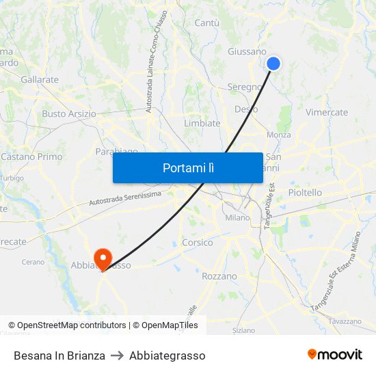 Besana In Brianza to Abbiategrasso map
