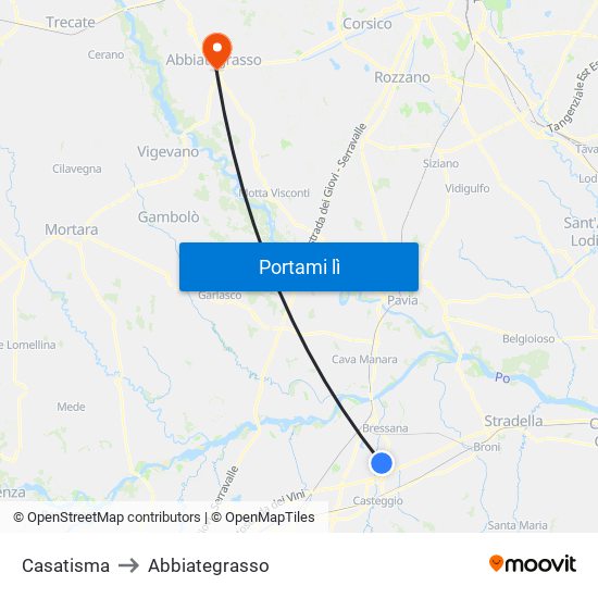 Casatisma to Abbiategrasso map