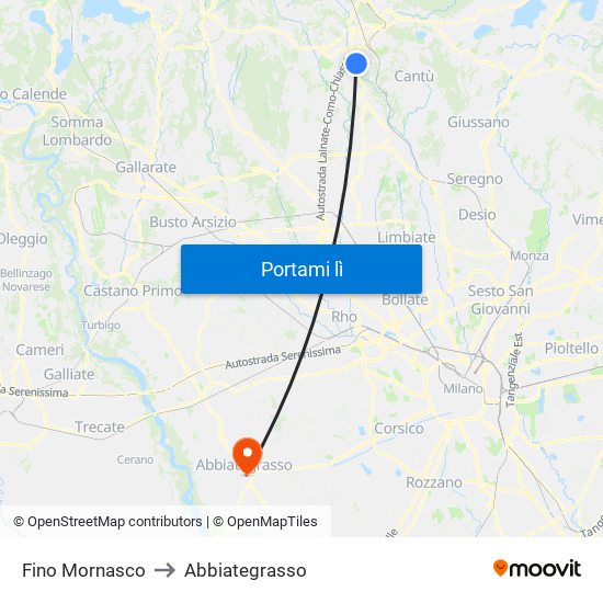 Fino Mornasco to Abbiategrasso map