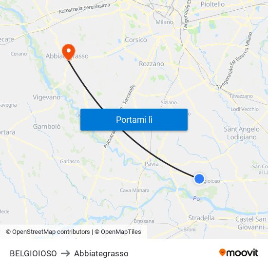 BELGIOIOSO to Abbiategrasso map