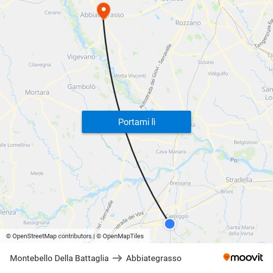 Montebello Della Battaglia to Abbiategrasso map