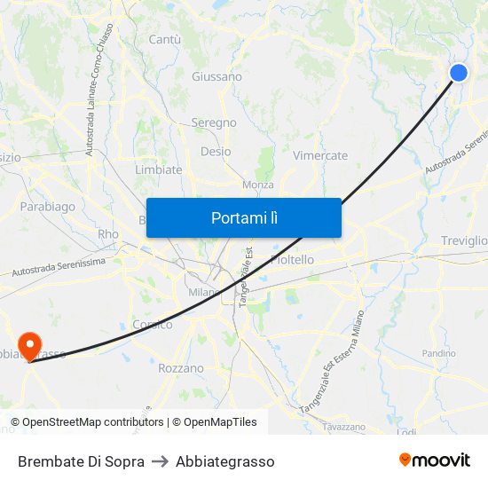 Brembate Di Sopra to Abbiategrasso map