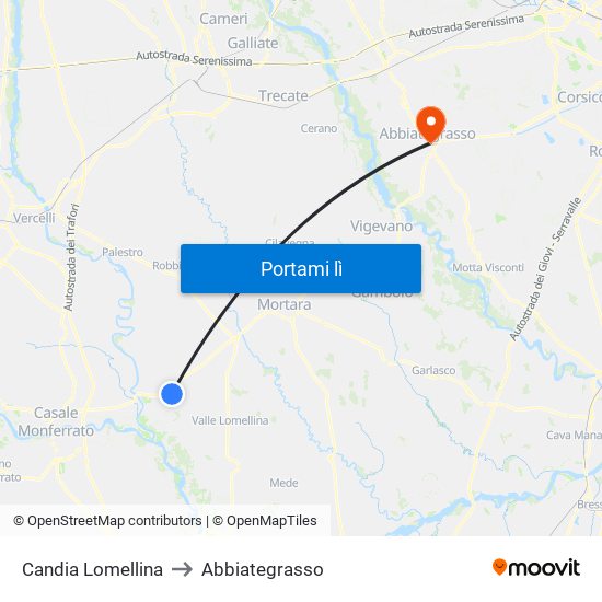 Candia Lomellina to Candia Lomellina map