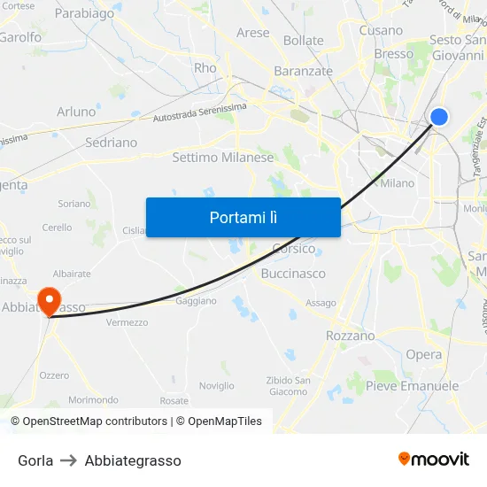 Gorla to Abbiategrasso map