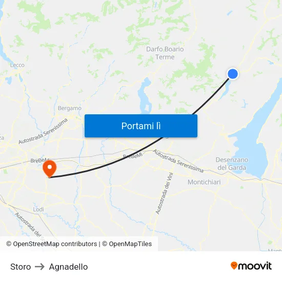 Storo to Agnadello map