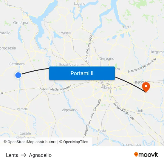 Lenta to Agnadello map