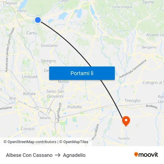 Albese Con Cassano to Agnadello map