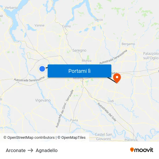 Arconate to Agnadello map