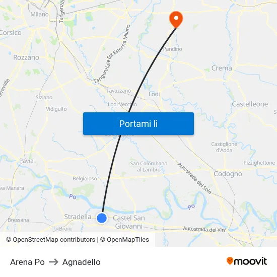 Arena Po to Agnadello map