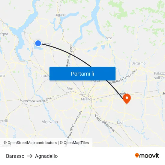 Barasso to Agnadello map