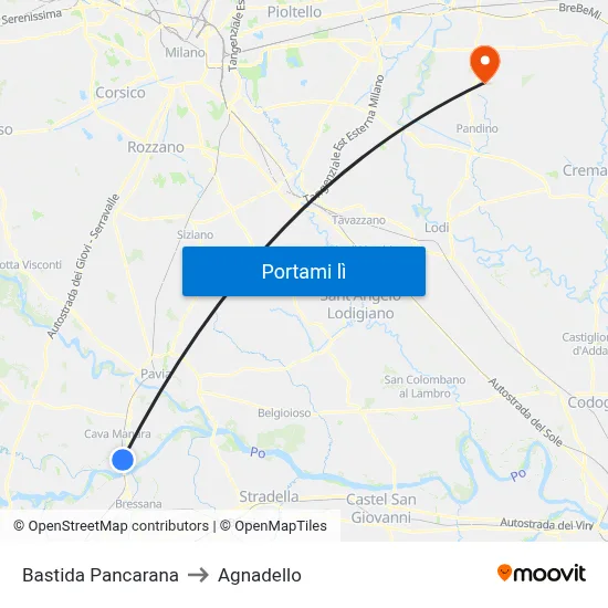 Bastida Pancarana to Agnadello map
