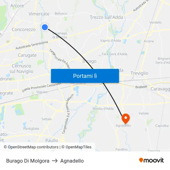 Burago Di Molgora to Agnadello map