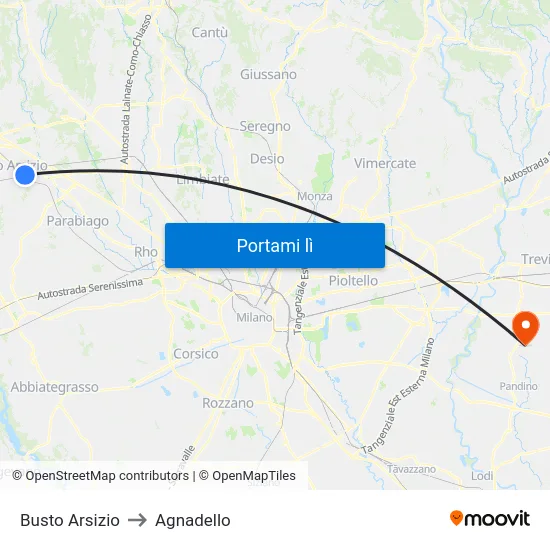 Busto Arsizio to Agnadello map