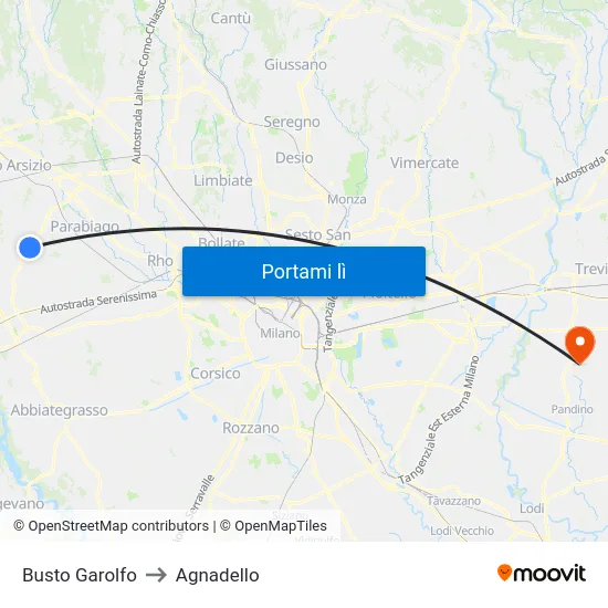 Busto Garolfo to Agnadello map