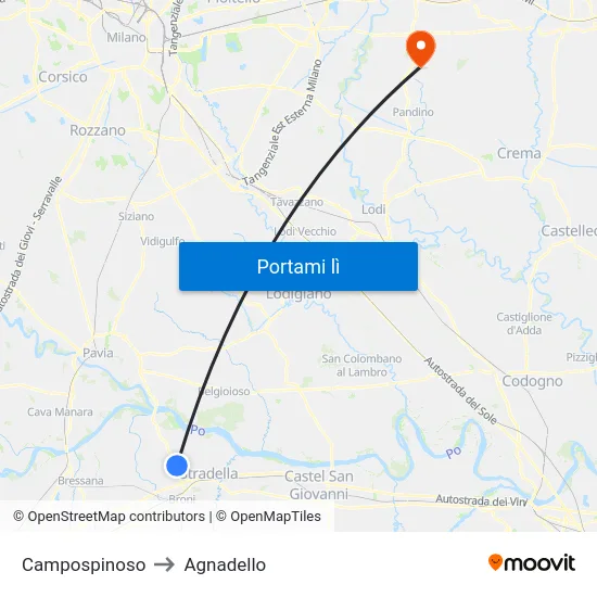 Campospinoso to Agnadello map