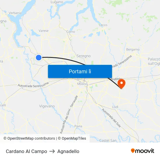 Cardano Al Campo to Agnadello map