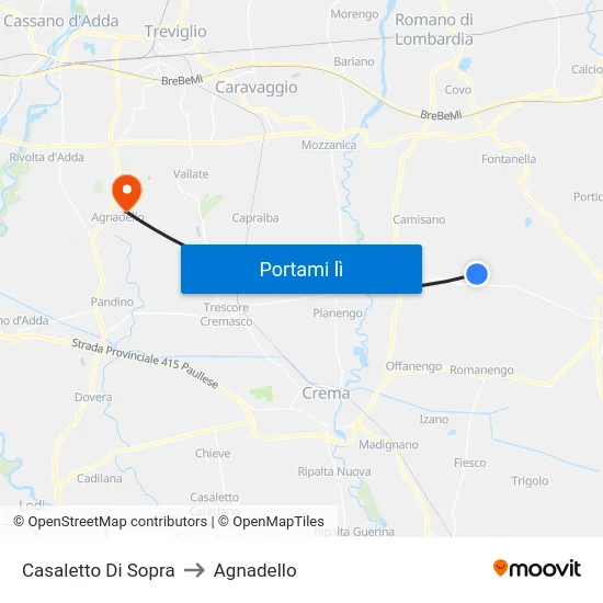 Casaletto Di Sopra to Agnadello map