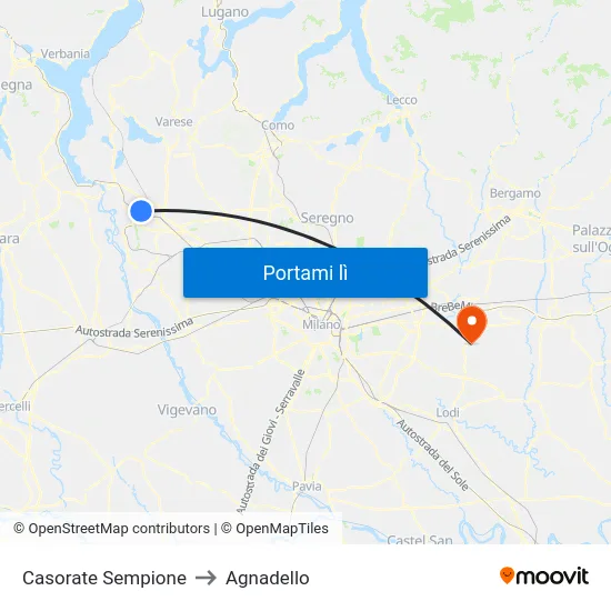 Casorate Sempione to Agnadello map