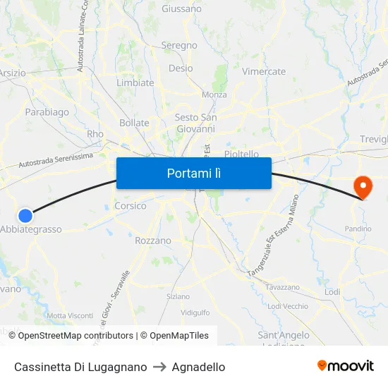 Cassinetta Di Lugagnano to Agnadello map