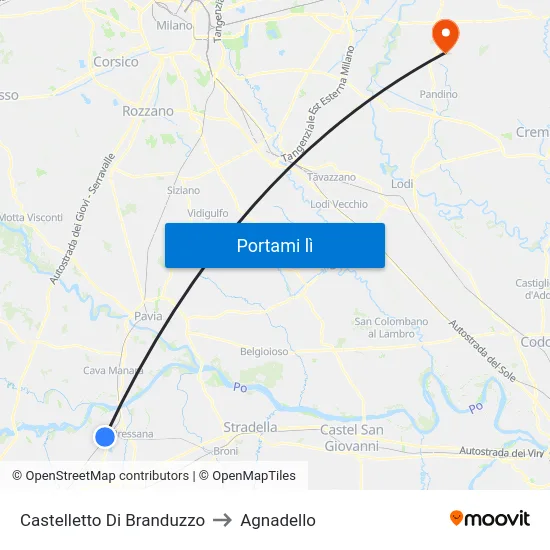 Castelletto Di Branduzzo to Agnadello map