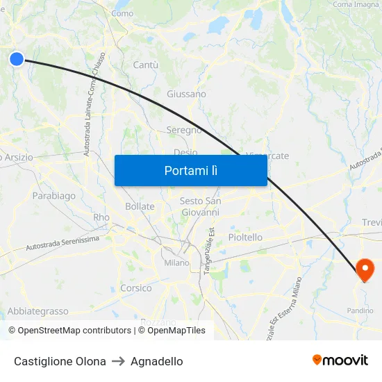 Castiglione Olona to Agnadello map
