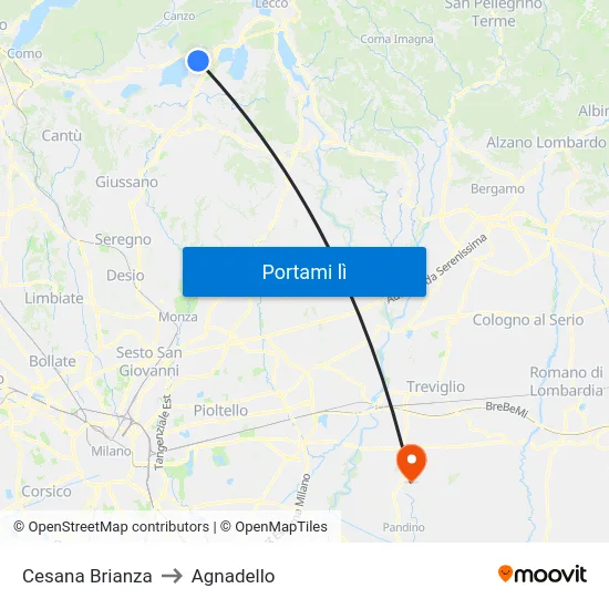Cesana Brianza to Agnadello map