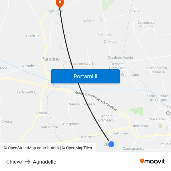 Chieve to Agnadello map