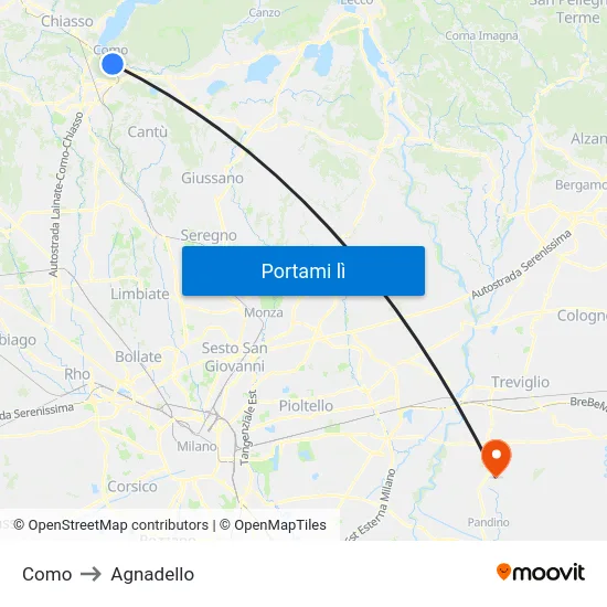 Como to Agnadello map