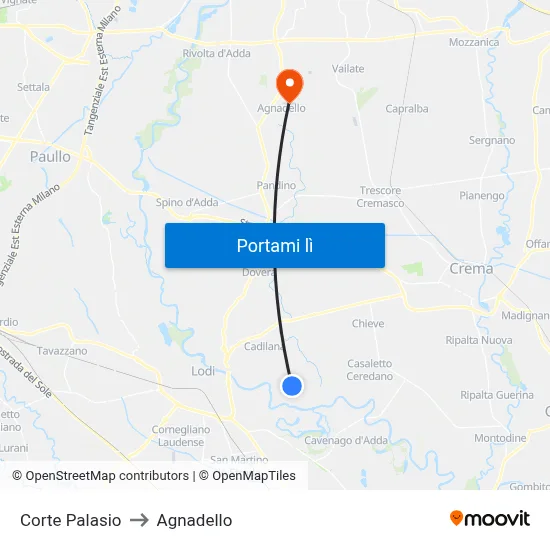 Corte Palasio to Agnadello map