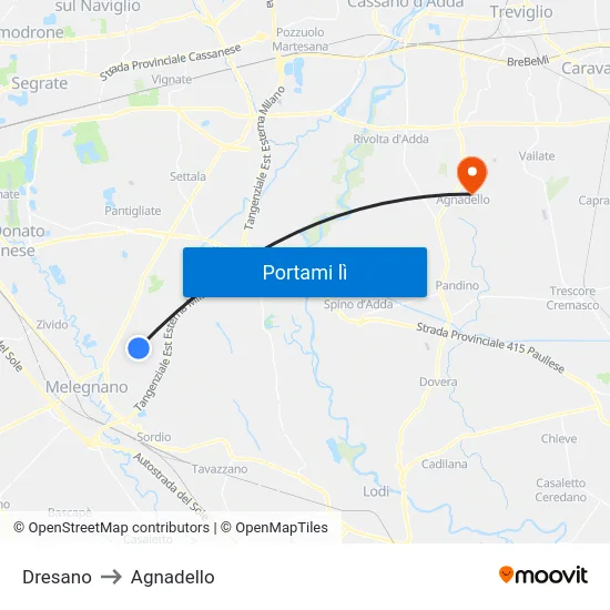 Dresano to Agnadello map