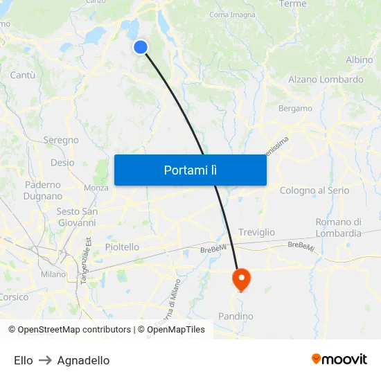 Ello to Agnadello map