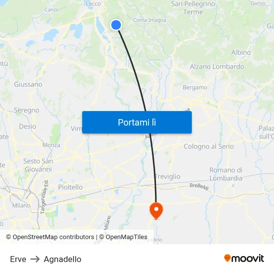 Erve to Agnadello map