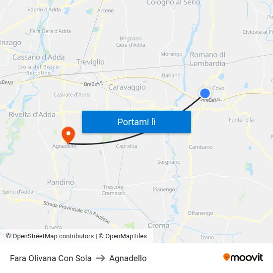 Fara Olivana Con Sola to Agnadello map