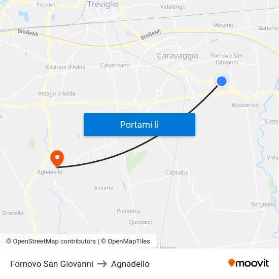 Fornovo San Giovanni to Agnadello map