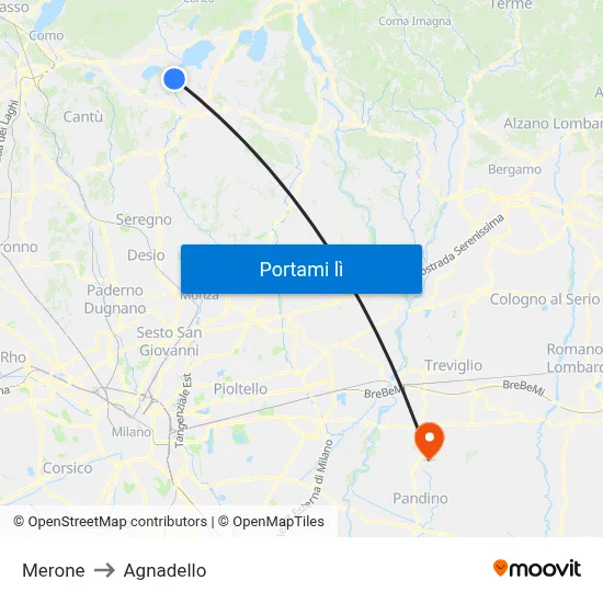 Merone to Agnadello map