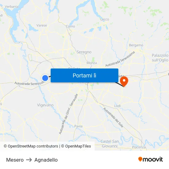 Mesero to Agnadello map