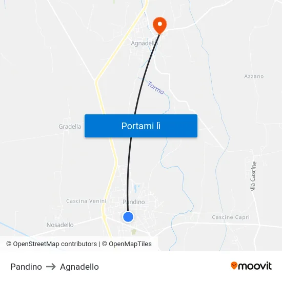 Pandino to Agnadello map