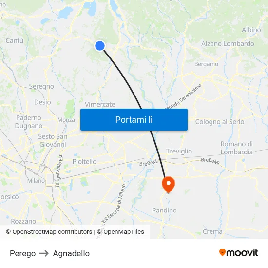 Perego to Agnadello map