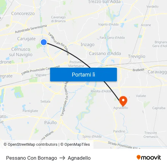 Pessano Con Bornago to Agnadello map