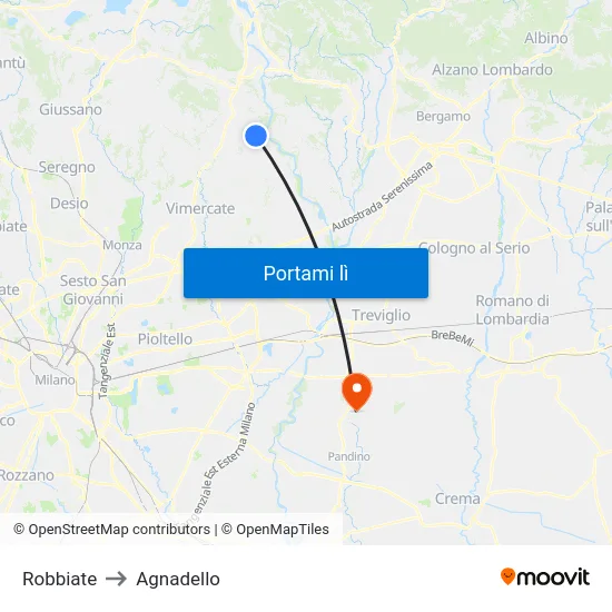 Robbiate to Agnadello map